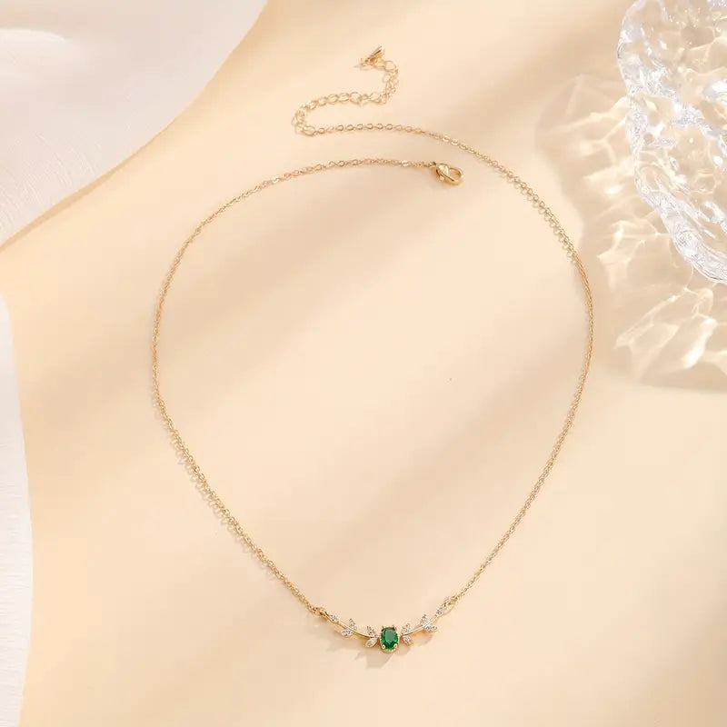 Gouden Smaragden Minimalistische Ketting