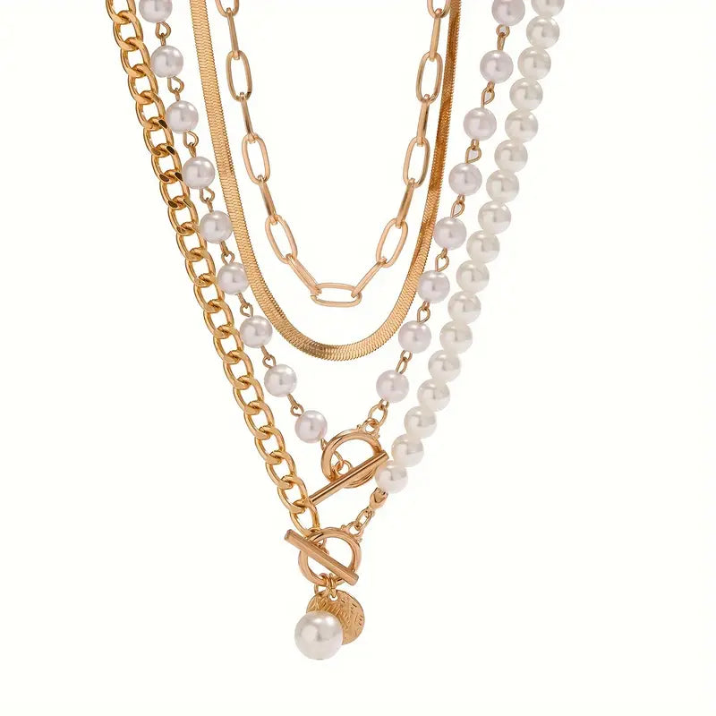 Moderne Parel Gelaagde Ketting Set