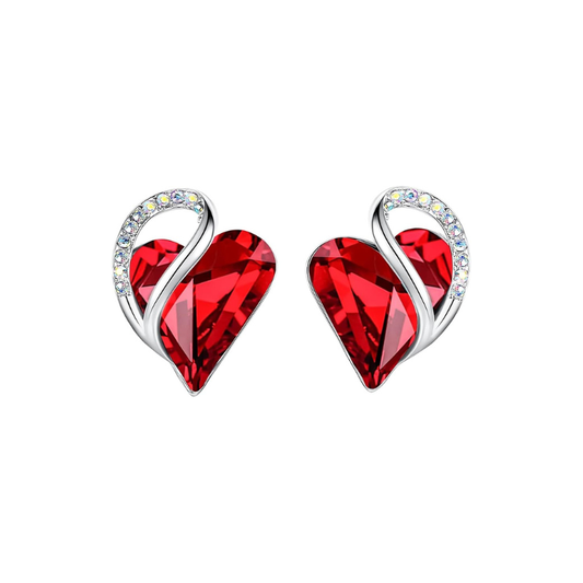 Infinity Hart Robijnen Stud Oorbellen | Witgoud