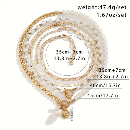 Moderne Parel Gelaagde Ketting Set