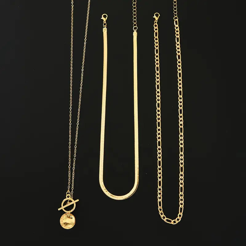 Savira Textured Coin Gelaagde Ketting | Goud