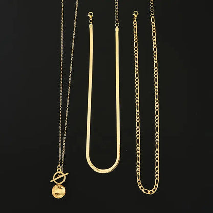 Savira Textured Coin Gelaagde Ketting | Goud