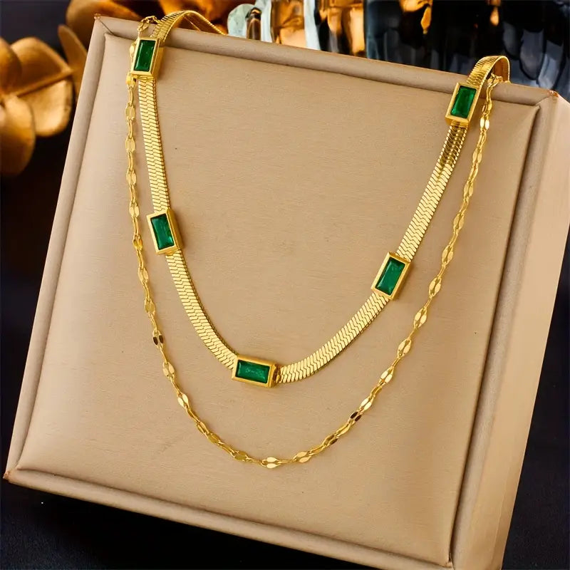 Sister Gem Double-Layer Retro Ketting | Goud