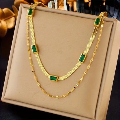 Sister Gem Double-Layer Retro Ketting | Goud