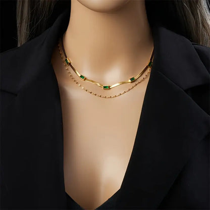 Sister Gem Double-Layer Retro Ketting | Goud
