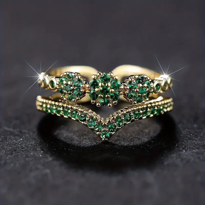 Gouden Smaragden Cluster Ring