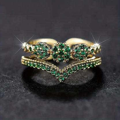 Gouden Smaragden Cluster Ring