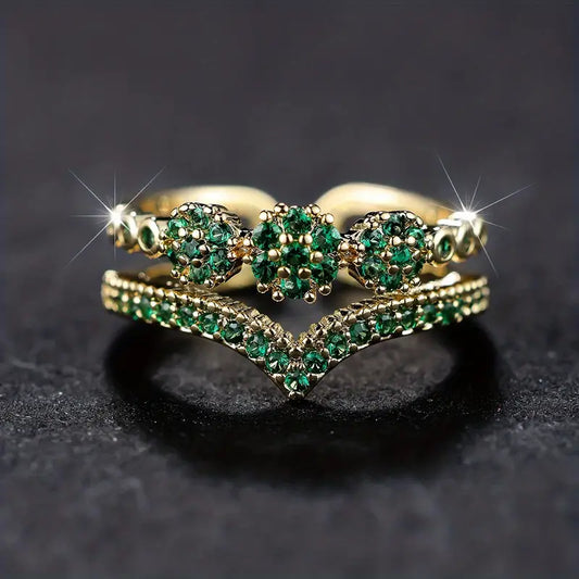 Gouden Smaragden Cluster Ring