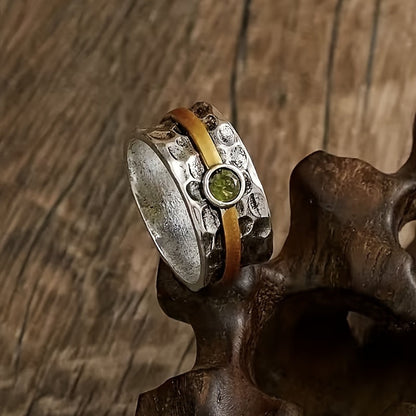 Zilveren en Gouden Rustic Band Ring