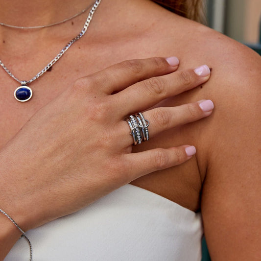 'Voor altijd' Link Kristal & Zilveren Ring