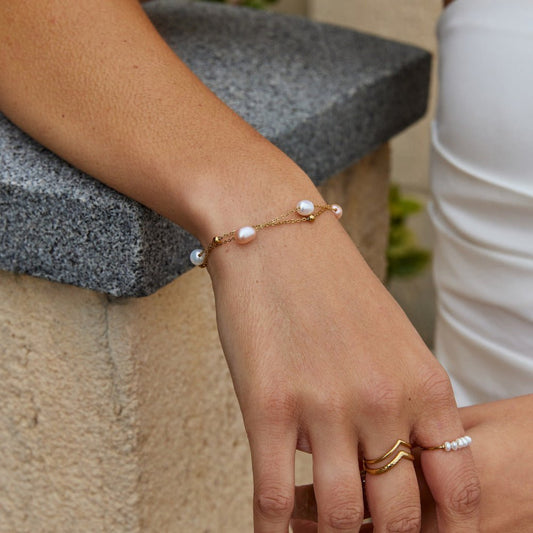 Zoetwaterparel Gelaagde Armband