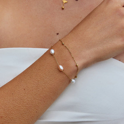 Zoetwaterparel Gelaagde Armband