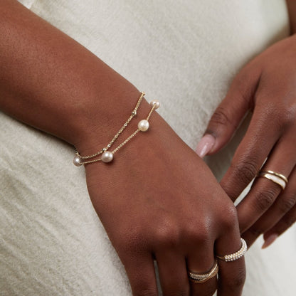 Zoetwaterparel Gelaagde Armband