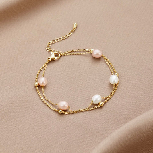 Zoetwaterparel Gelaagde Armband