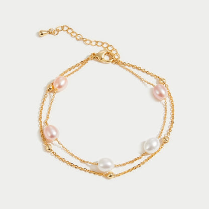 Zoetwaterparel Gelaagde Armband