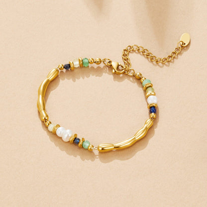 Zoetwaterparel & Malachiet Kralenarmband