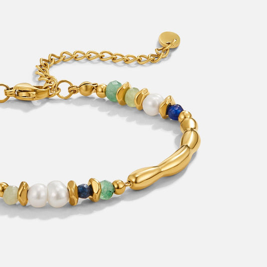 Zoetwaterparel & Malachiet Kralenarmband