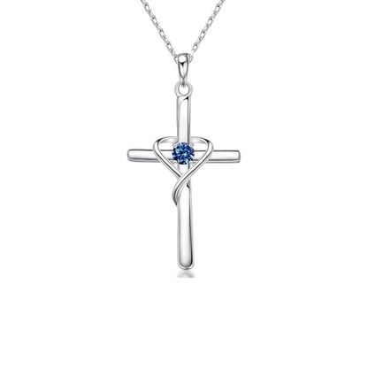 Saffieren Kruis Ketting | Witgoud