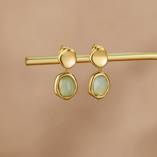 Gouden Aquamarijn Dangle Oorbellen