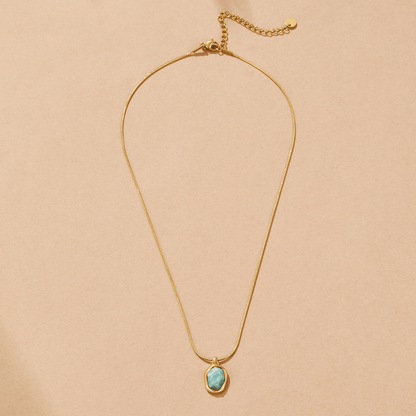 Gouden Aquamarijn Hanger Ketting