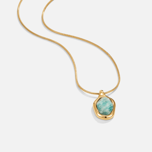 Gouden Aquamarijn Hanger Ketting