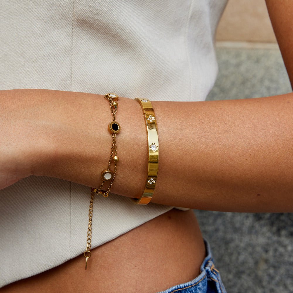 Gouden Klaver Bangle