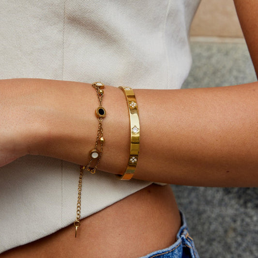 Gouden Klaver Bangle