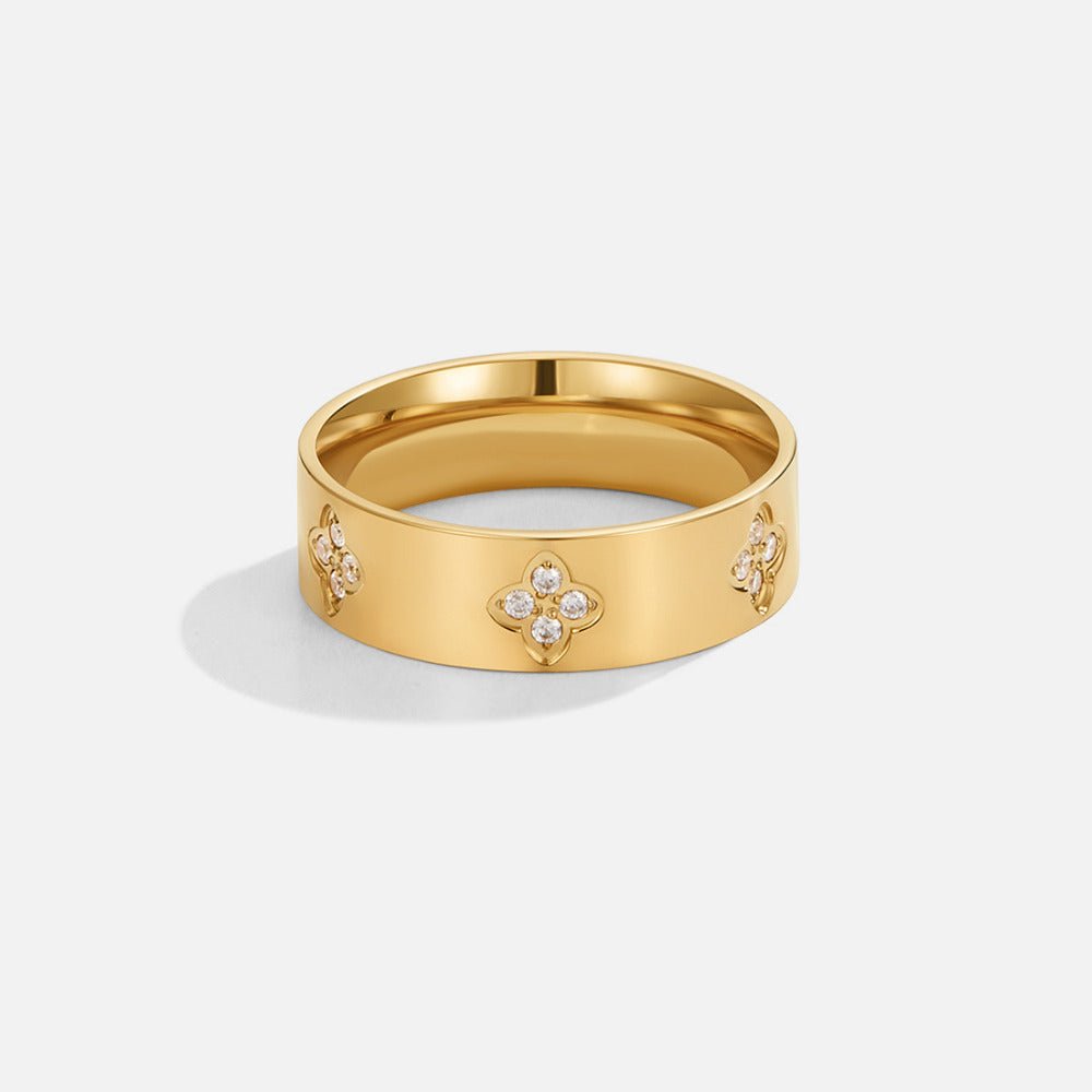 Gouden Kristallen Klaver Ring
