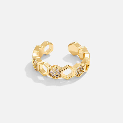 Gouden & Kristallen Honingraat Ring