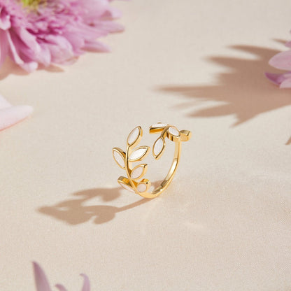 Gouden Leaf Motif Ring