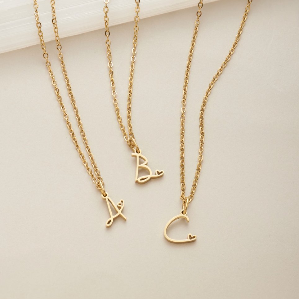 Gouden Letter Hart Ketting