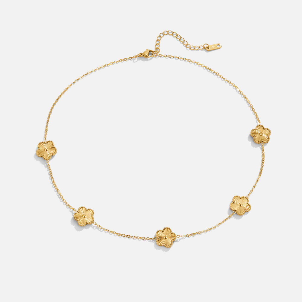 Gouden Klavertje Vier Cluster Ketting