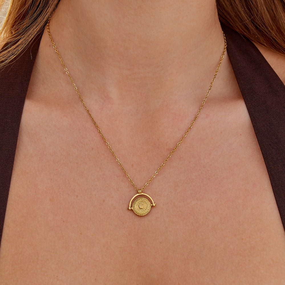 Gouden Zonne Munt Ketting