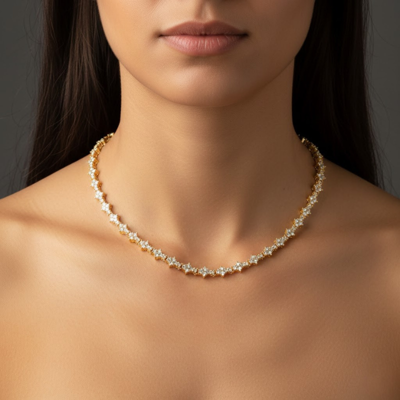 Klassieke Cluster Tennisketting | Goud