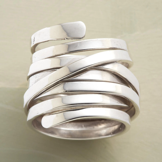 Zilveren Multi Band Wikkel Ring