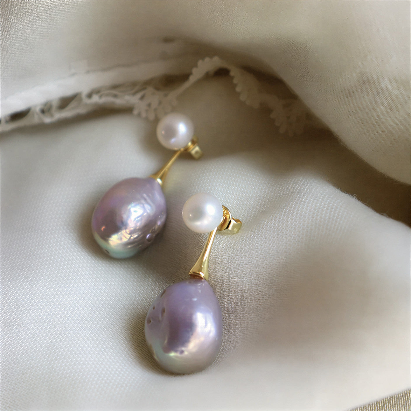 Exquisite Lilac Parel Oorbellen