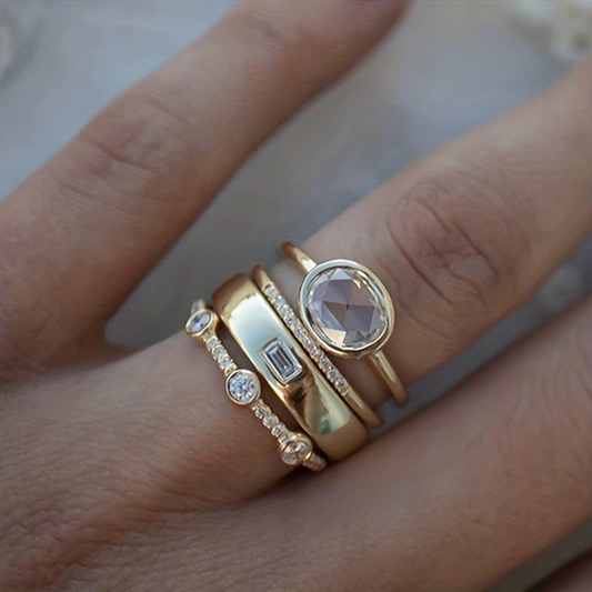 Gouden Gestapelde Bezel Ring Set