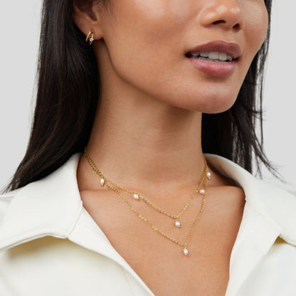 Kayla Parels Drop Gelaagde Ketting