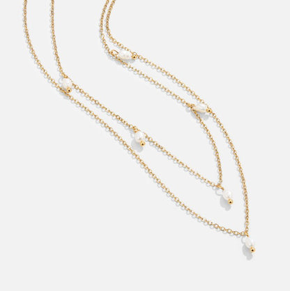 Kayla Parels Drop Gelaagde Ketting