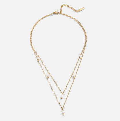 Kayla Parels Drop Gelaagde Ketting