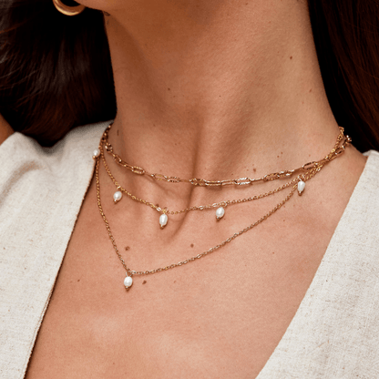 Kayla Parels Drop Gelaagde Ketting