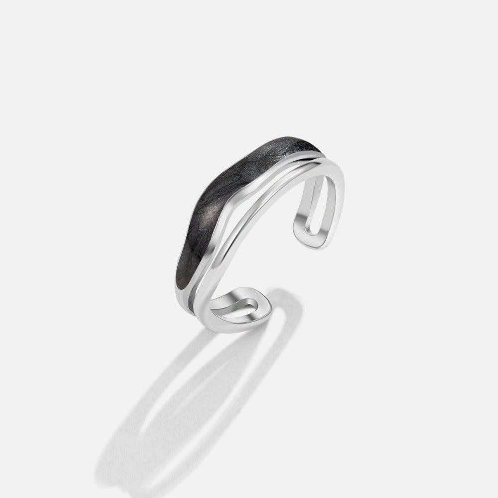Gelaagde Zwarte Sahara Zilveren Ring