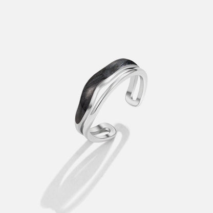Gelaagde Zwarte Sahara Zilveren Ring