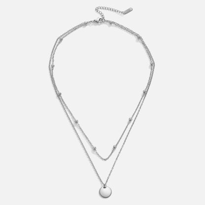 Gelaagde Schijf Ketting Zilver