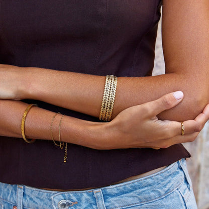 Gelaagde Gouden Blad Armband