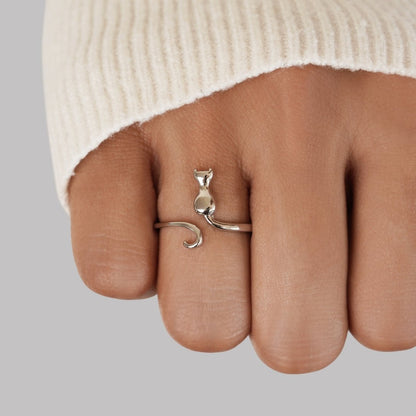 Zilveren Kat Motif Ring