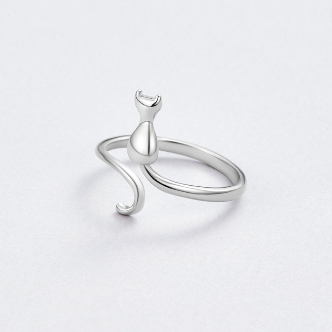 Zilveren Kat Motif Ring