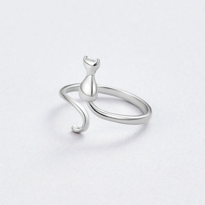 Zilveren Kat Motif Ring