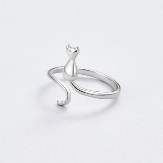 Zilveren Kat Motif Ring