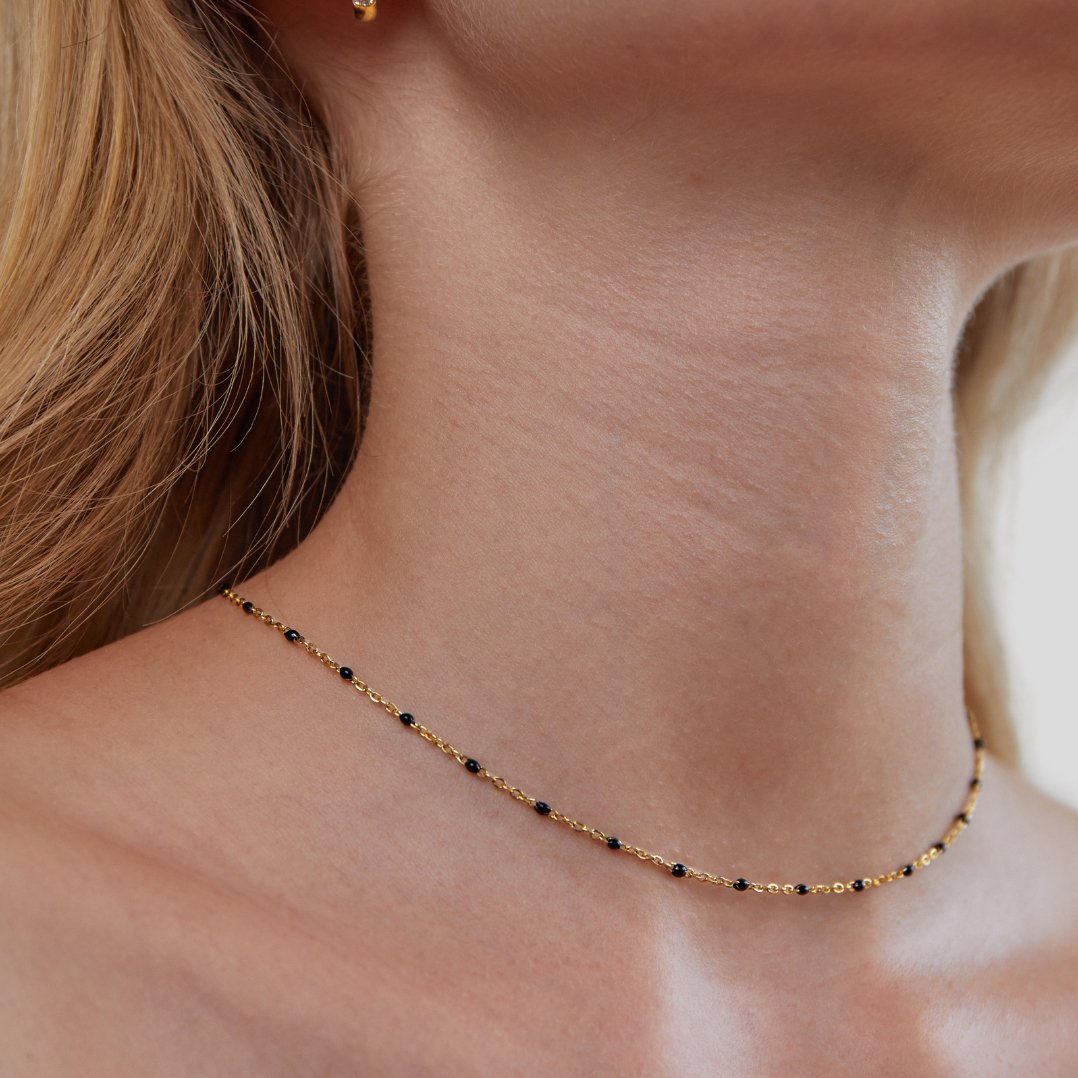 Mila Zwarte Kralen Ketting
